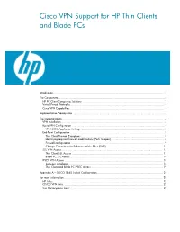 Cisco VPN Support for HP Thin Clients and Blade Pcs