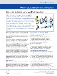 Exercise-Induced Laryngeal Obstruction