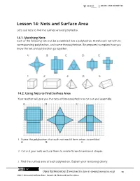 Lesson 14: Nets and Surface Area