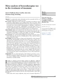 Meta-Analysis of Benzodiazepine Use in the Treatment of Insomnia