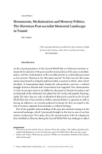 Monuments, Mediatisation and Memory Politics. the Slovenian