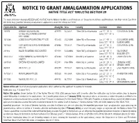 Notice to Grant Amalgamation Applications 5