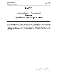 PART 3 Comprehensive Agreement Between Department and Design