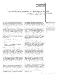 Presidential Signing Statements and Their Implications for Public
