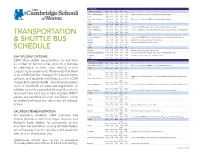 Transportation & Shuttle Bus Schedule