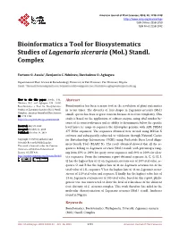 Bioinformatics a Tool for Biosystematics Studies of Lagenaria Siceraria (Mol.) Standl