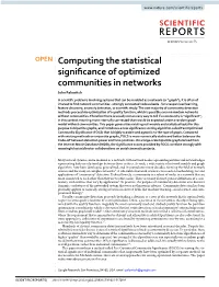 Computing the Statistical Significance of Optimized Communities in Networks