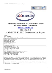 DE12.2.5.2 AXMEDIS-ELTEO Demonstration Report