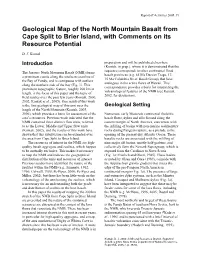 Geological Map of the North Mountain Basalt from Cape Split to Brier Island, with Comments on Its Resource Potential