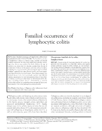 Familial Occurrence of Lymphocytic Colitis