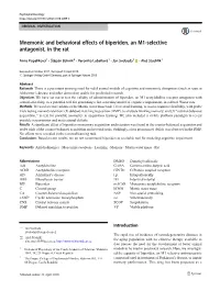 Mnemonic and Behavioral Effects of Biperiden, an M1-Selective Antagonist, in the Rat