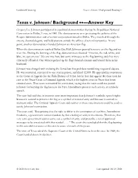 Texas V. Johnson / Background Reading ••