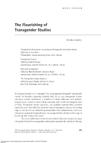 The Flourishing of Transgender Studies