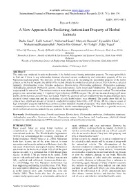 A New Approach for Predicting Antioxidant Property of Herbal Extracts