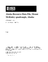 Alaska Resource Data File, Mount Mckinley Quadrangle, Alaska