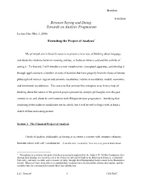 Between Saying and Doing: Towards an Analytic Pragmatism