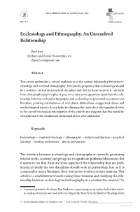 Ecclesiology and Ethnography: an Unresolved Relationship