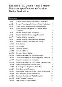 Edexcel BTEC Levels 4 and 5 Higher Nationals Specification in Creative Media Production