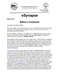 Esynapse March 2013 Editor’S Comments