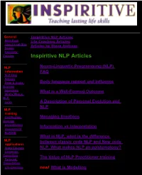 ! NLP Articles Neuro Linguistic Programming!