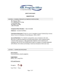 Page 1 of 9 SAFETY DATA SHEET CARNOTITE ORE SECTION 1
