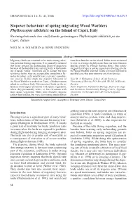Stopover Behaviour of Spring Migrating Wood Warblers