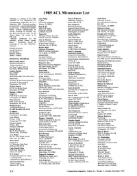 1985 ACL Membership List