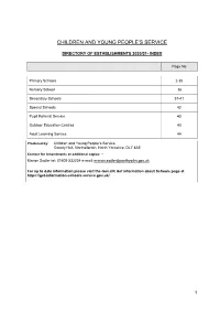 Directory of Establishments 2020/21- Index