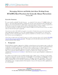 M3AAWG Best Practices for Unicode Abuse Prevention February 2016