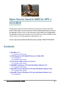Open Source Used in 8685 for UPC V 4.0.0.8E25