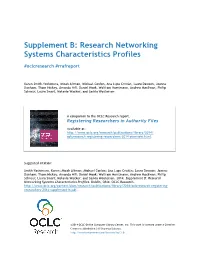 Research Networking Systems Characteristics Profiles