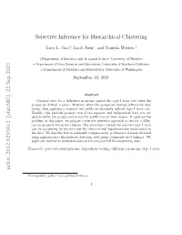 Selective Inference for Hierarchical Clustering Arxiv:2012.02936V1
