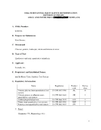 510(K) SUBSTANTIAL EQUIVALENCE DETERMINATION DECISION SUMMARY ASSAY and INSTRUMENT COMBINATION TEMPLATE