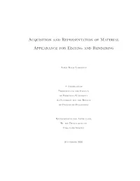 Acquisition and Representation of Material Appearance for Editing
