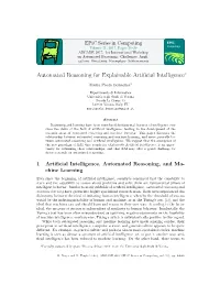 Automated Reasoning for Explainable Artificial Intelligence∗