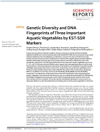 Genetic Diversity and DNA Fingerprints of Three Important