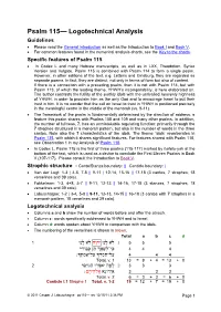 Psalm 115— Logotechnical Analysis Guidelines  Please Read the General Introduction As Well As the Introduction to Book I and Book V