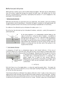 Reflection and Refraction of Light