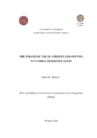 The Strategic Use of Atriplex and Opuntia to Combat Desertification