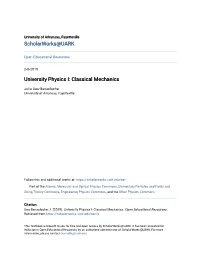 University Physics I: Classical Mechanics