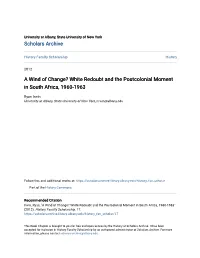A Wind of Change? White Redoubt and the Postcolonial Moment in South Africa, 1960-1963