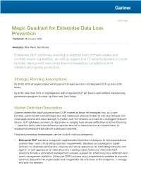 Magic Quadrant for Enterprise Data Loss Prevention Published: 28 January 2016