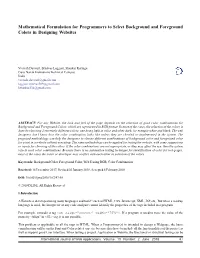 Mathematical Formulation for Programmers to Select Background and Foreground Colors in Designing Websites