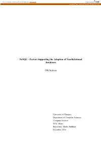 Nosql – Factors Supporting the Adoption of Non-Relational Databases