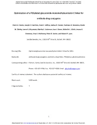 Optimization of a Pegylated Glucuronide-Monomethylauristatin E Linker For