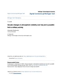Secular Changes in Atmospheric Turbidity Over Iraq and a Possible Link to Military Activity
