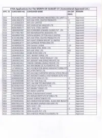 STOA Applications for the MONTH of AUGUST-17 ( Conventional Approved List.) APPL