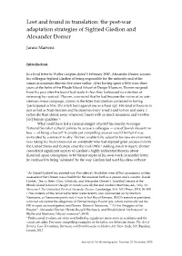 The Post-War Adaptation Strategies of Sigfried Giedion and Alexander Dorner