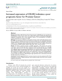 Increased Expression of CELSR3 Indicates a Poor Prognostic Factor