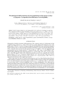 Morphological Differentiation of Some Populations of the Genus Cyclops (Copepoda: Cyclopoida) from Bohemia (Czech Republic)